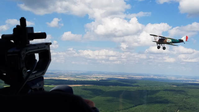 Filming a replica Nieuport 28 air-to-air over Verdun, France, 2017